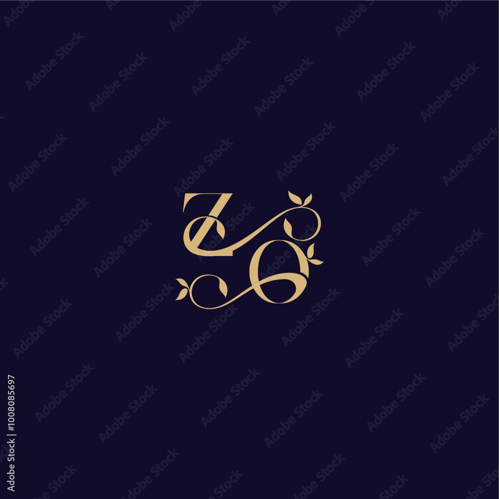 ZO letter organic and elegant concept wedding initial beauty leaf monogram logo ZO letter organic and elegant concept wedding initial beauty leaf monogram logo