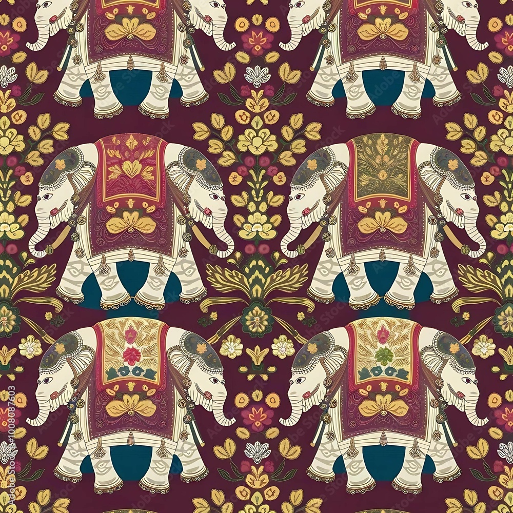 Fototapeta premium Thai-inspired fabric pattern designs