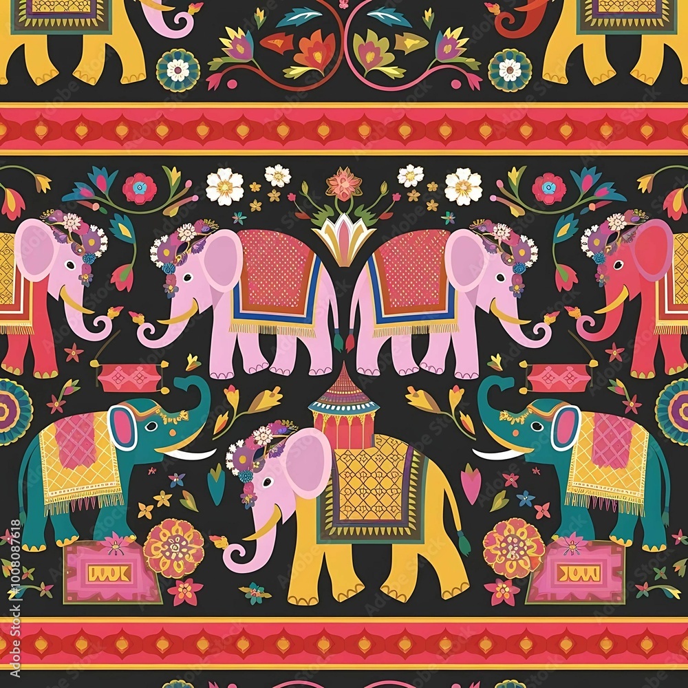 Obraz premium Thai-inspired fabric pattern designs