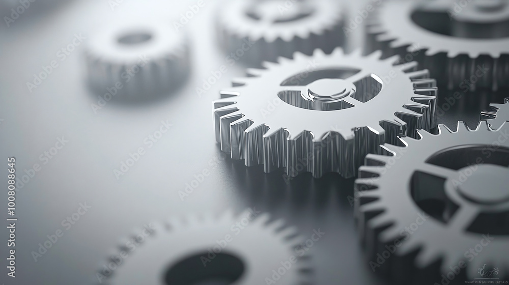 A minimalist design featuring abstract cogs in varying sizes against a sleek A minimalist design featuring abstract cogs in varying sizes against a sleek