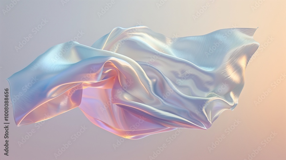 A single, floating silk sheet with a shimmering effect against a gradient backdrop. A single, floating silk sheet with a shimmering effect against a gradient backdrop.