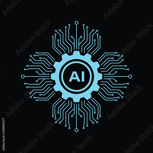 Vector Illustration Artificial Intelligence Cyber logo design.