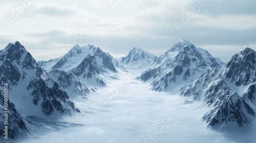 Wallpaper Mural A vast, snow-covered mountain range with a clear blue sky in the background Torontodigital.ca