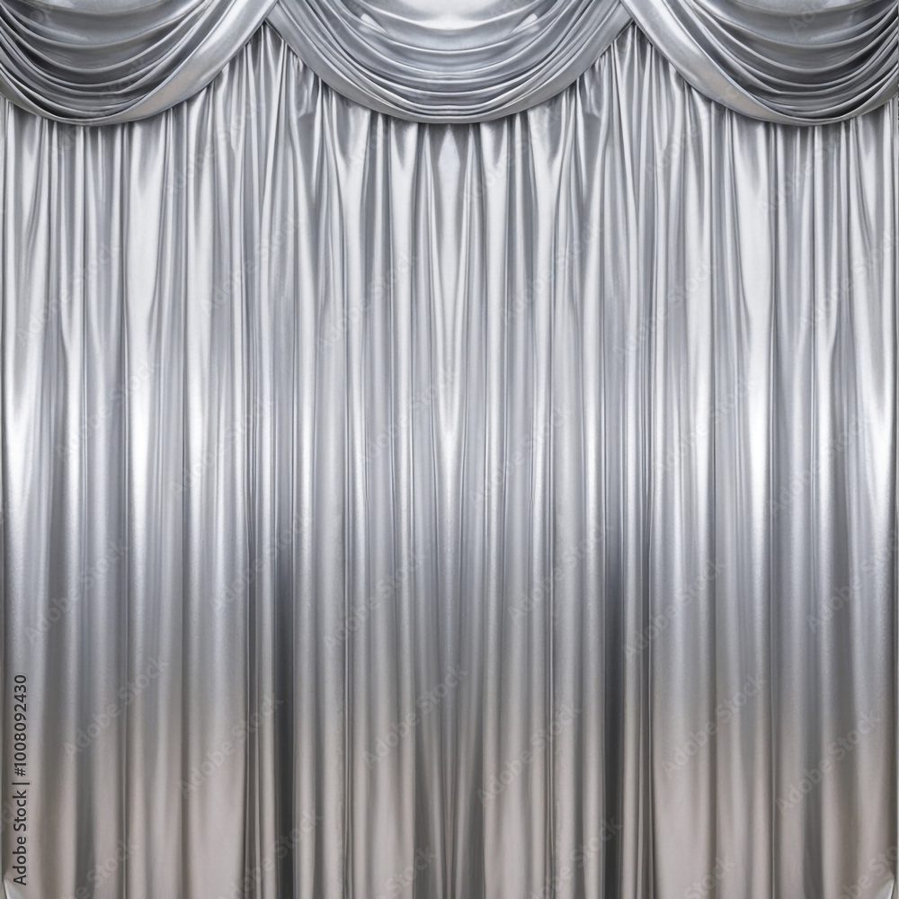 Silver background with draped curtain Silver background with draped curtain