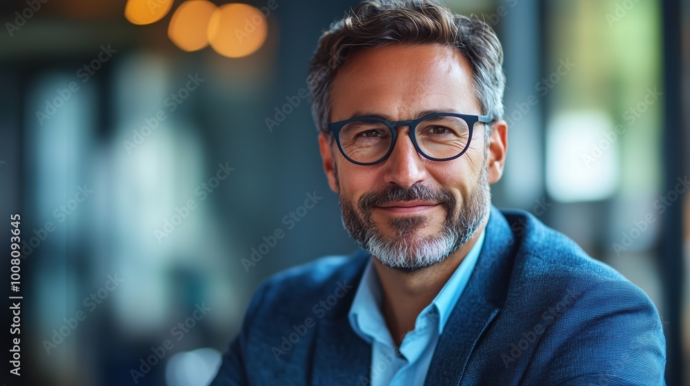 Stock Photo of a Businessman in Side View, Capturing a Professional and Confident Pose in a Corporate Environment. Stock Photo of a Businessman in Side View, Capturing a Professional and Confident Pose in a Corporate Environment.