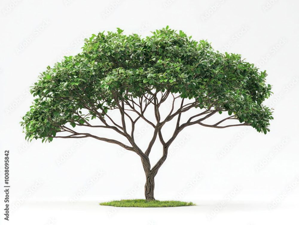 single tree isolated on white transparent background. Generative AI single tree isolated on white transparent background. Generative AI
