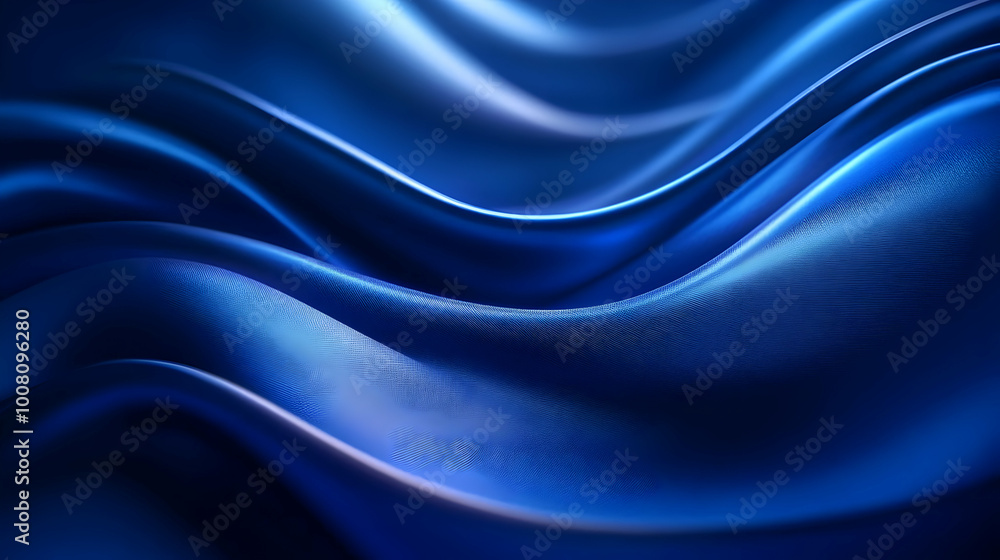 Fototapeta premium Abstract Blue 3D Background: Smooth Wavy Surface