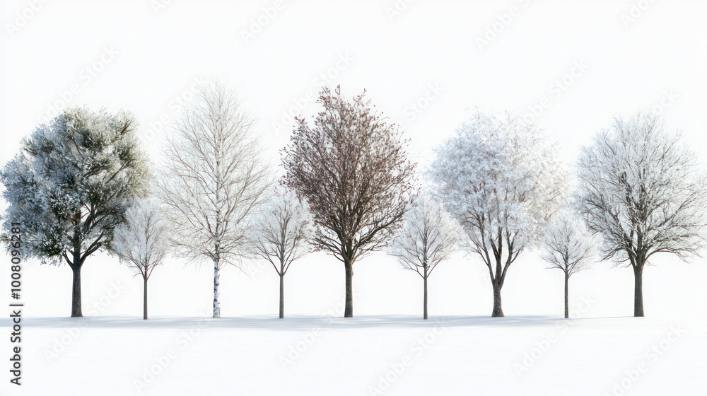 Fototapeta premium Conifer Trees collection of green Christmas trees on a white background isolated. Generative AI