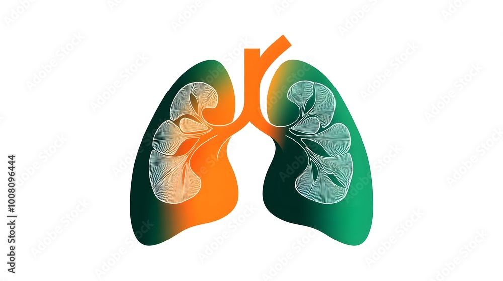 Colorful abstract lung comparison, symbolizing healthy versus inflamed lungs, for pneumonia awareness and early detection promotion.