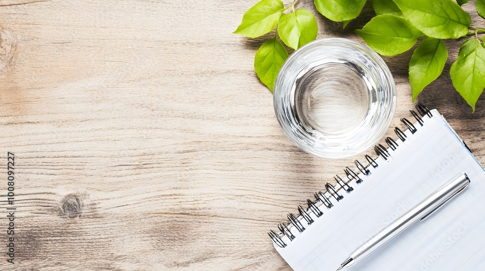 A close-up image featuring a glass of water, leaves, and a notebook, radiating wellness and hydration, ideal for World Pneumonia Day. A close-up image featuring a glass of water, leaves, and a notebook, radiating wellness and hydration, ideal for World Pneumonia Day.
