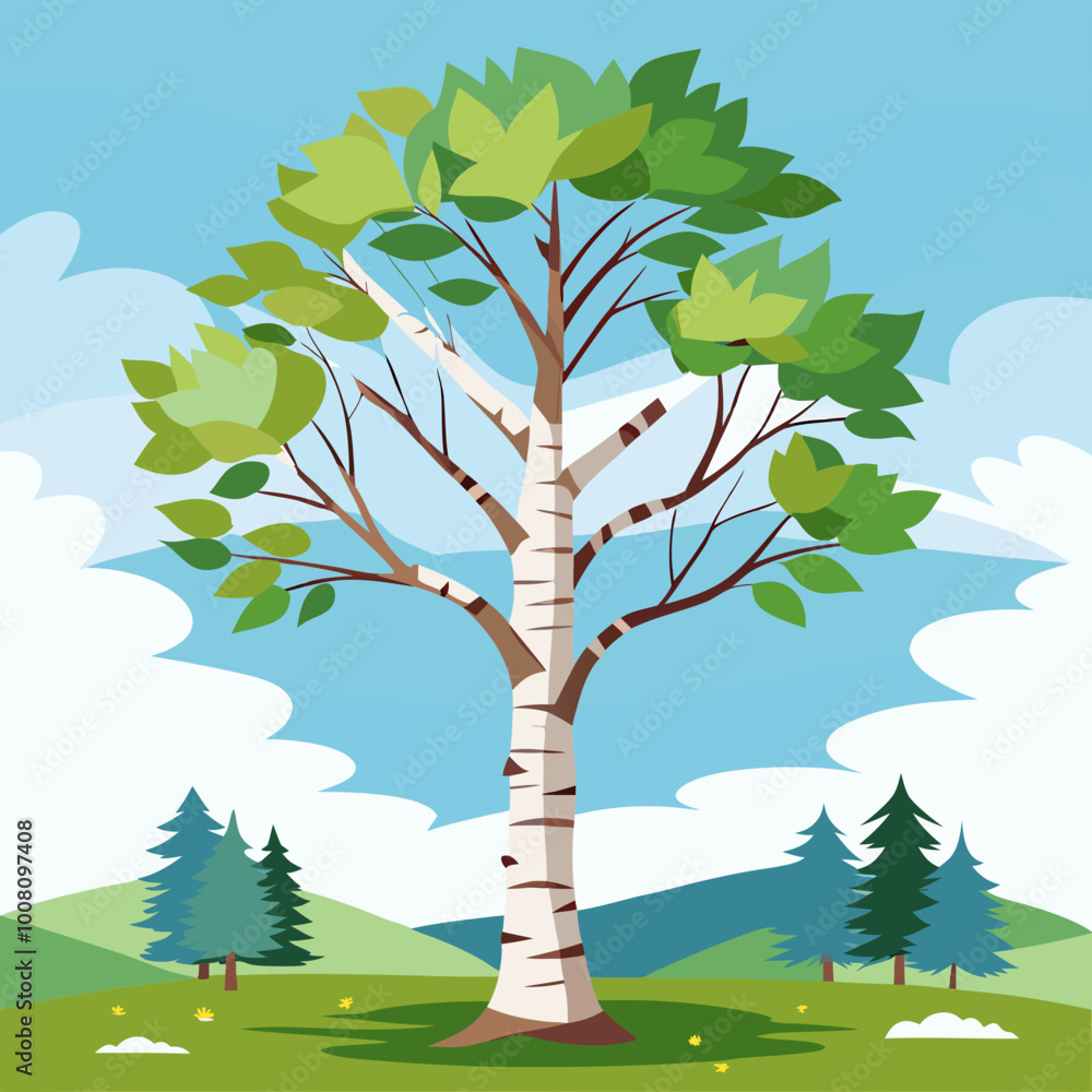 Obraz premium vector illustration of a birch