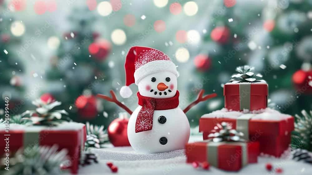 Merry Christmas background with christmas element. Christmas glass snowball with Christmas tree inside. Christmas ornament background. Gifts christmas. Snowman christmas. Copy space Merry Christmas background with christmas element. Christmas glass snowball with Christmas tree inside. Christmas ornament background. Gifts christmas. Snowman christmas. Copy space