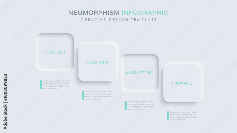 Neumorphism infographic illustration with 4 steps or options. Infographic design template Neumorphism infographic illustration with 4 steps or options. Infographic design template