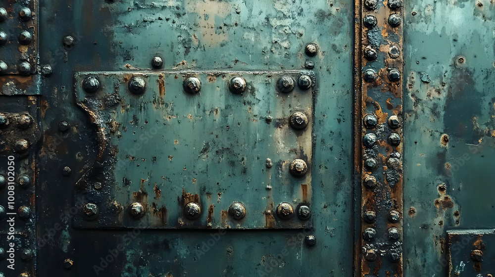 Rusty Metal Texture With Rivets - Industrial Background Rusty Metal Texture With Rivets - Industrial Background