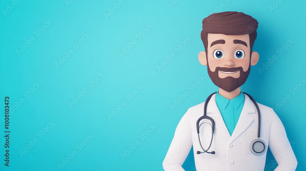 Smiling cartoon doctor with a stethoscope. Smiling cartoon doctor with a stethoscope.