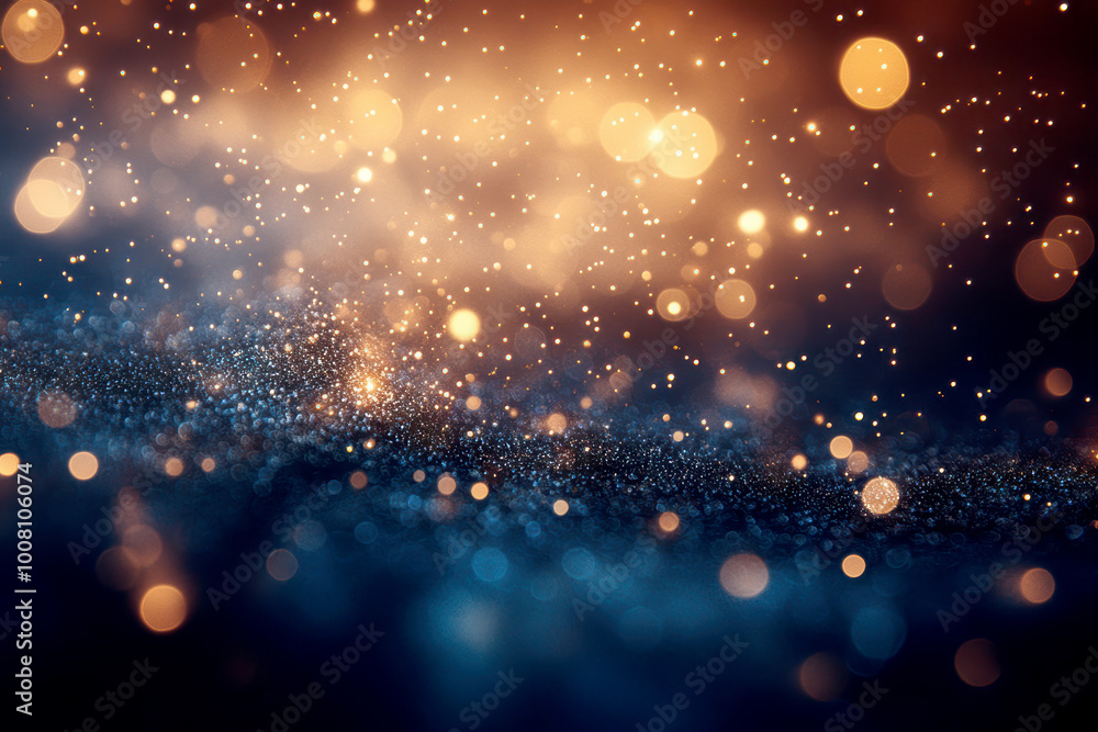 Blue and gold Abstract background and bokeh on New Year's Eve. AI generativ. Blue and gold Abstract background and bokeh on New Year's Eve. AI generativ.