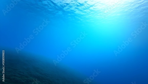 Radiant underwater coral reef illuminated by sun rays filtering through crystal-clear water