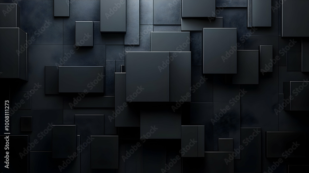 Abstract 3D Background with Dark Black Squares Abstract 3D Background with Dark Black Squares