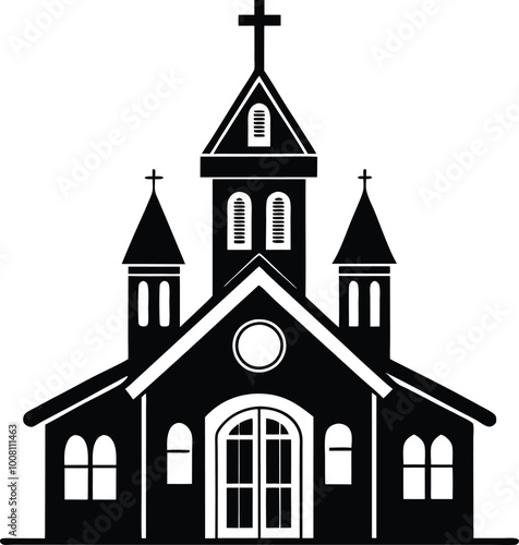 make a church silhouette vector art illustration