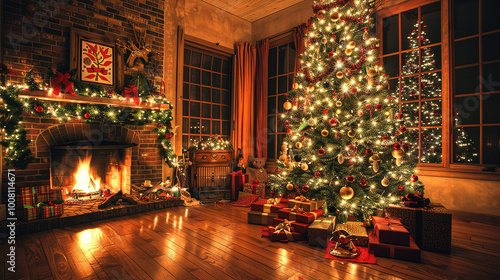 Wallpaper Mural Merry Christmas background with christmas element. Christmas glass snowball with Christmas tree inside. Christmas ornament background. Gifts christmas. Snowman christmas. Copy space Torontodigital.ca