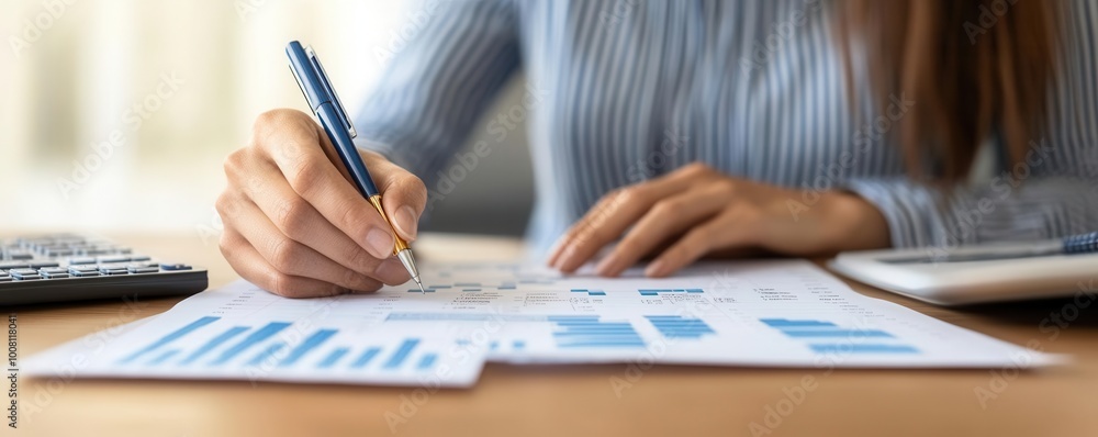 Fototapeta premium Client reviewing financial charts with a consultant, photorealistic