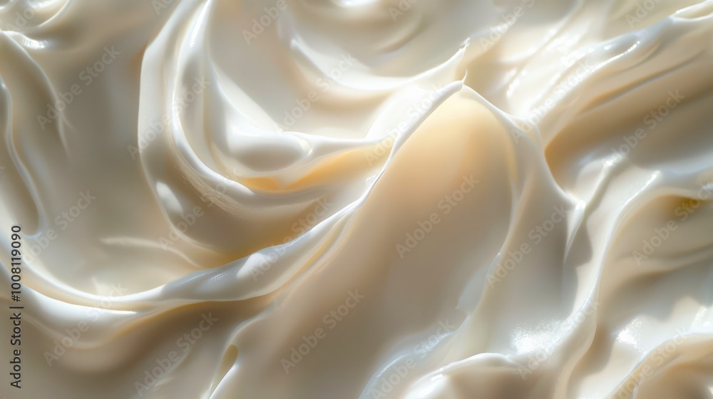 Obraz premium A smooth and creamy texture of lotion or skincare cream, showcasing its rich consistency and luxurious feel, perfect for beauty product backgrounds.