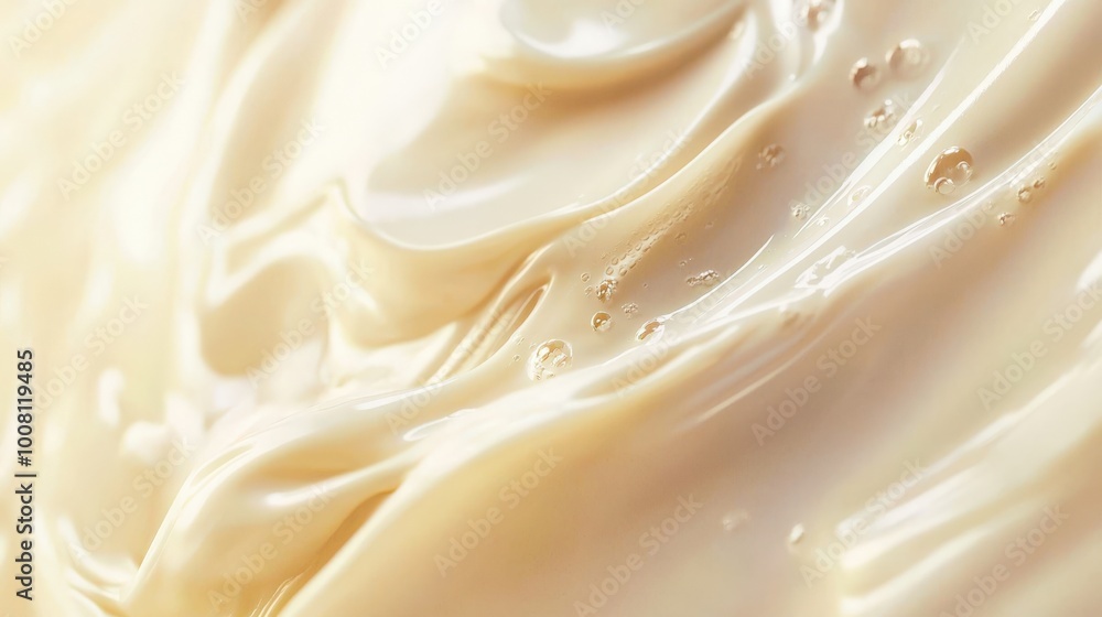 Fototapeta premium A smooth and creamy texture of lotion or skincare cream, showcasing its rich consistency and luxurious feel, perfect for beauty product backgrounds.