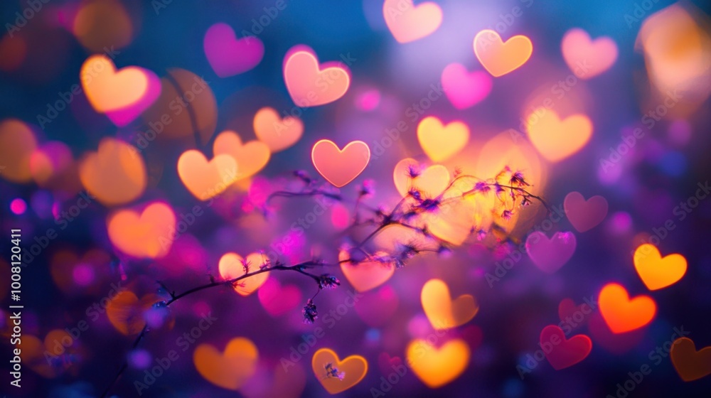 A dreamy background of glowing hearts in various colors, evoking love and warmth. A dreamy background of glowing hearts in various colors, evoking love and warmth.