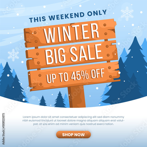Winter sale advertising social media template