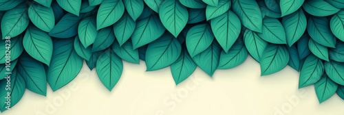 Lush green leaves on a white background.