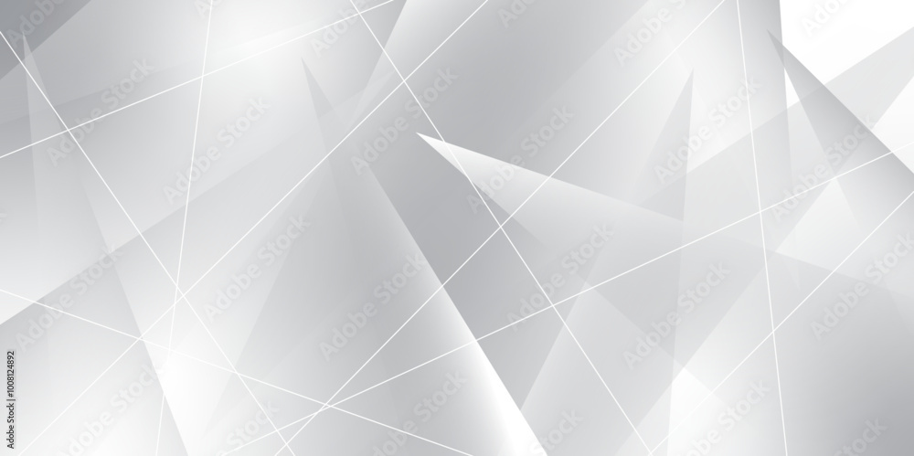 Abstract grey gradient triangle background with white stoke. Modern Style Triangle Shaped Translucent Overlapping Planes Geometric abstract background for business banner Design Template., vector.
Abstract grey gradient triangle background with white stoke. Modern Style Triangle Shaped Translucent Overlapping Planes Geometric abstract background for business banner Design Template., vector.