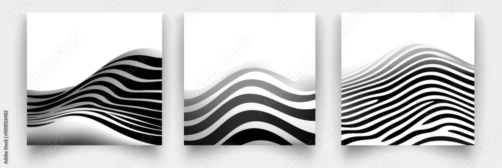 Abstract black and white striped pattern, wavy design. Abstract black and white striped pattern, wavy design.