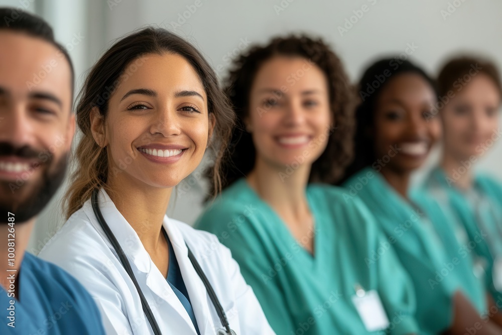 Doctors and nurses of different races and genders attending a medical ethics seminar, ethics in healthcare, diverse team building Doctors and nurses of different races and genders attending a medical ethics seminar, ethics in healthcare, diverse team building