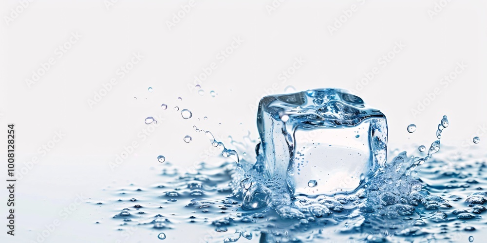 A frozen block on a blank surface. A frozen block on a blank surface.