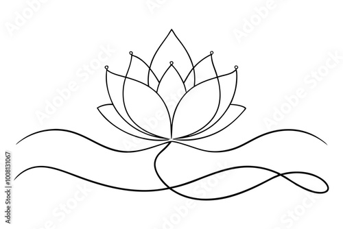 Elegant Lotus Line Art Vector