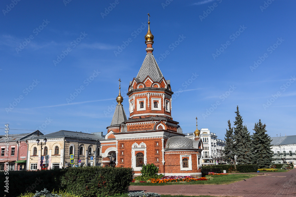 Naklejka premium Yaroslavl, Yaroslavl region, Russia - 15.09.2024. Chapel in memory of October 17, 1888 in the name of St. Alexander Nevsky