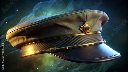 Polished Army Cap with Star and Detailed Brass Elements