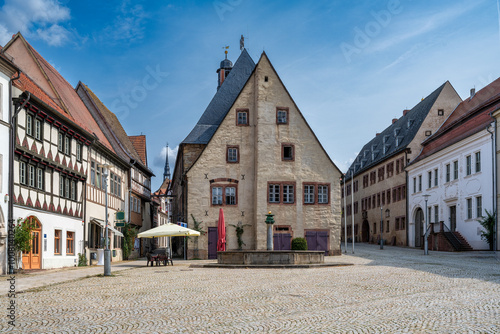 A view of the old town hall in Sangerhausen in Saxony-Anhalt in the center of the city photo