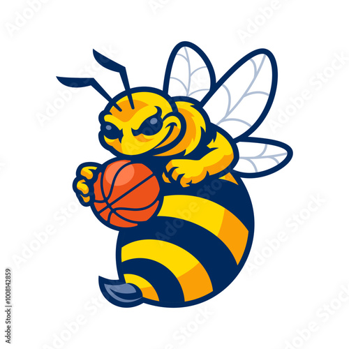 ILLUSTRATION OF HONEY BEES PLAYING BASKETBALL