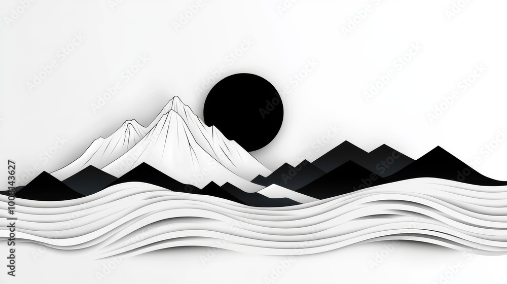 Abstract mountain range in black and white. Abstract mountain range in black and white.