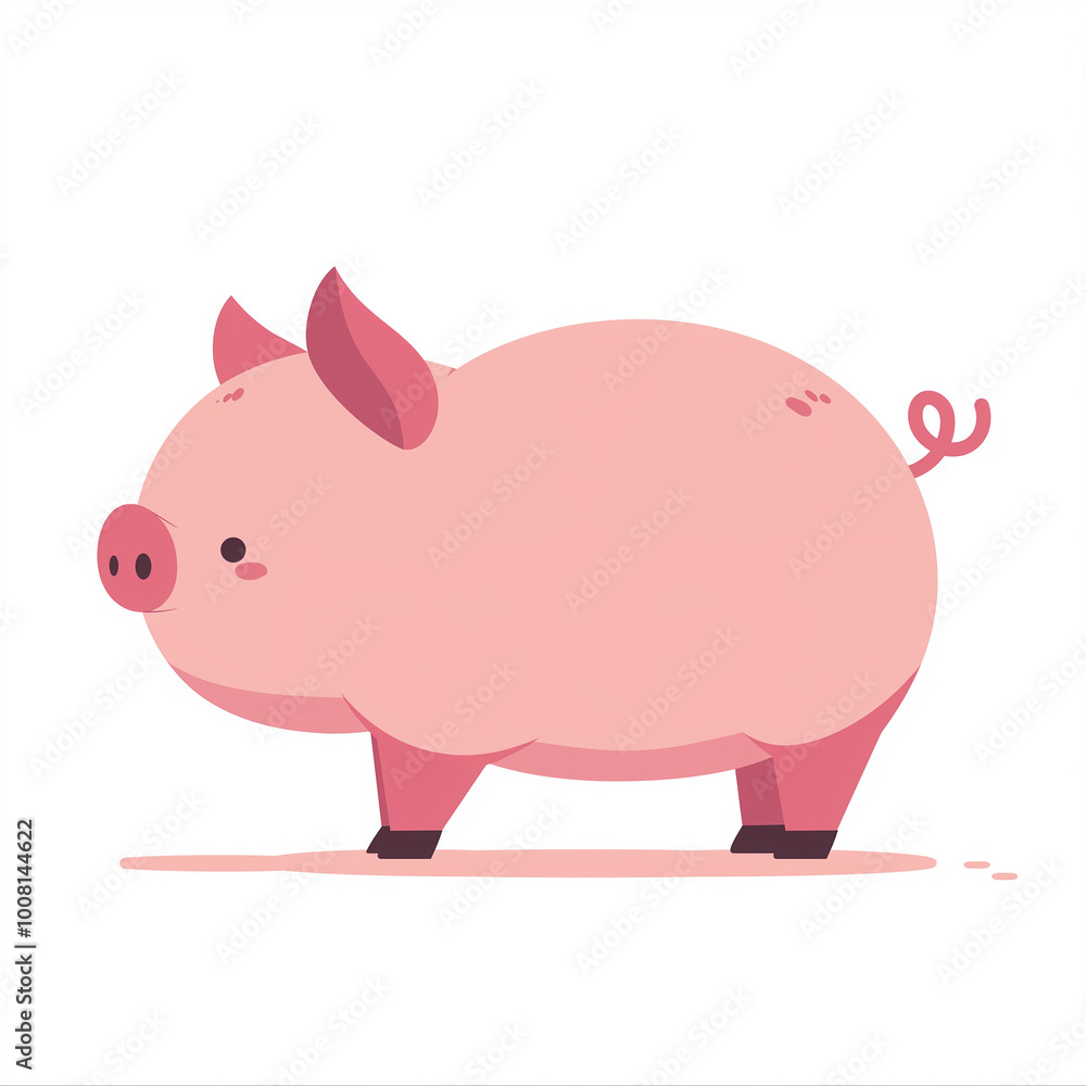 cute cartoon pink piggy with a happy smile cute cartoon pink piggy with a happy smile