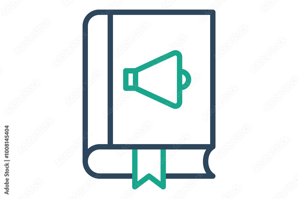 Audiobook icon. line icon style. book with speaker. icon related to online course. education elements vector illustration Audiobook icon. line icon style. book with speaker. icon related to online course. education elements vector illustration