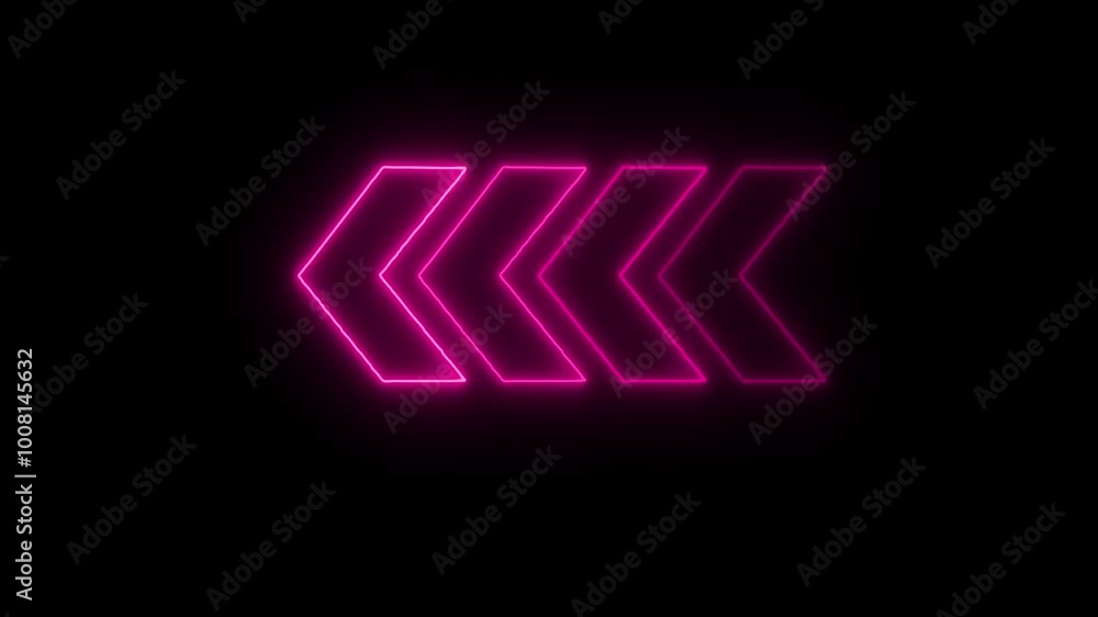 left neon arrow icon , color five arrows icon with black background. left neon arrow icon , color five arrows icon with black background.