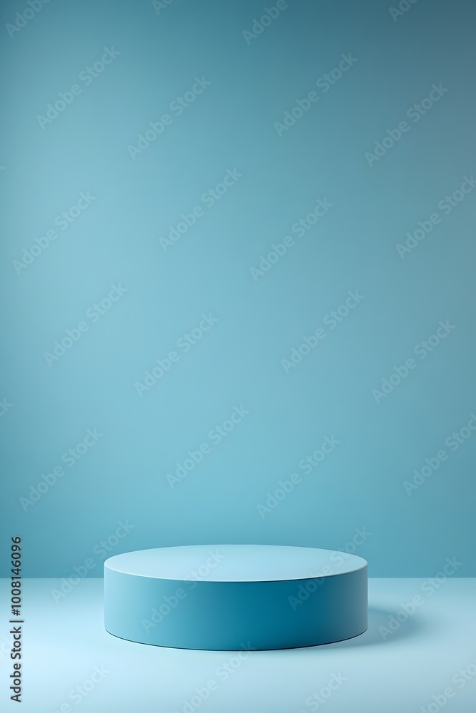 Minimal turquoise cylinder platform on pastel background for presenting and displaying product design Minimal turquoise cylinder platform on pastel background for presenting and displaying product design