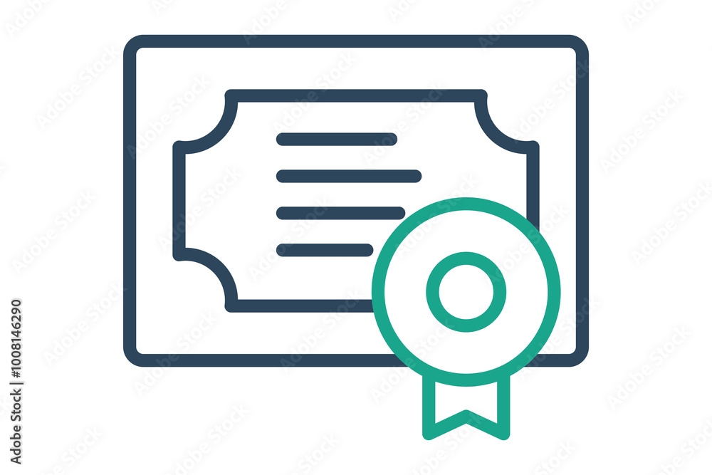 Certificate icon. line icon style. online certificate. icon related to online course. education elements vector illustration Certificate icon. line icon style. online certificate. icon related to online course. education elements vector illustration