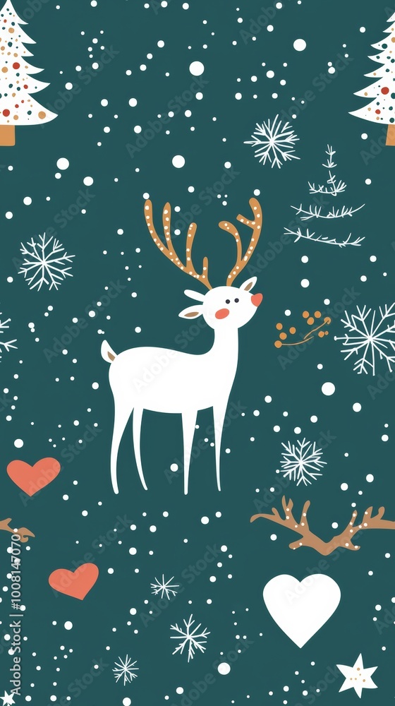 christmas elements,snow,pine,heart,star,reindeer,vector graphic christmas elements,snow,pine,heart,star,reindeer,vector graphic