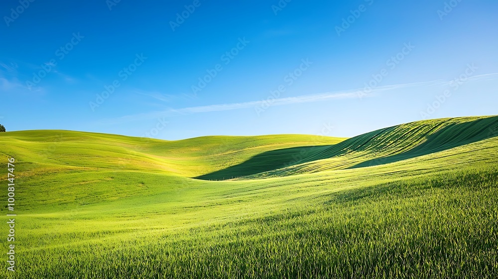 Obraz premium Rolling Green Hills Under Blue Sky