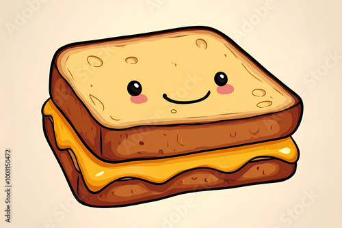 character cartoon Cute illustration of a grilled cheese sandwich