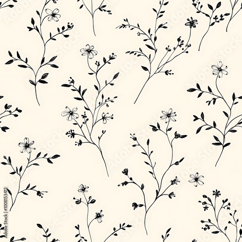 Simplified Minimalist Floral Pattern Design