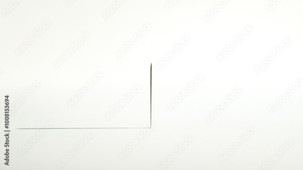 Needle creating a hole in a white paper background Needle creating a hole in a white paper background
